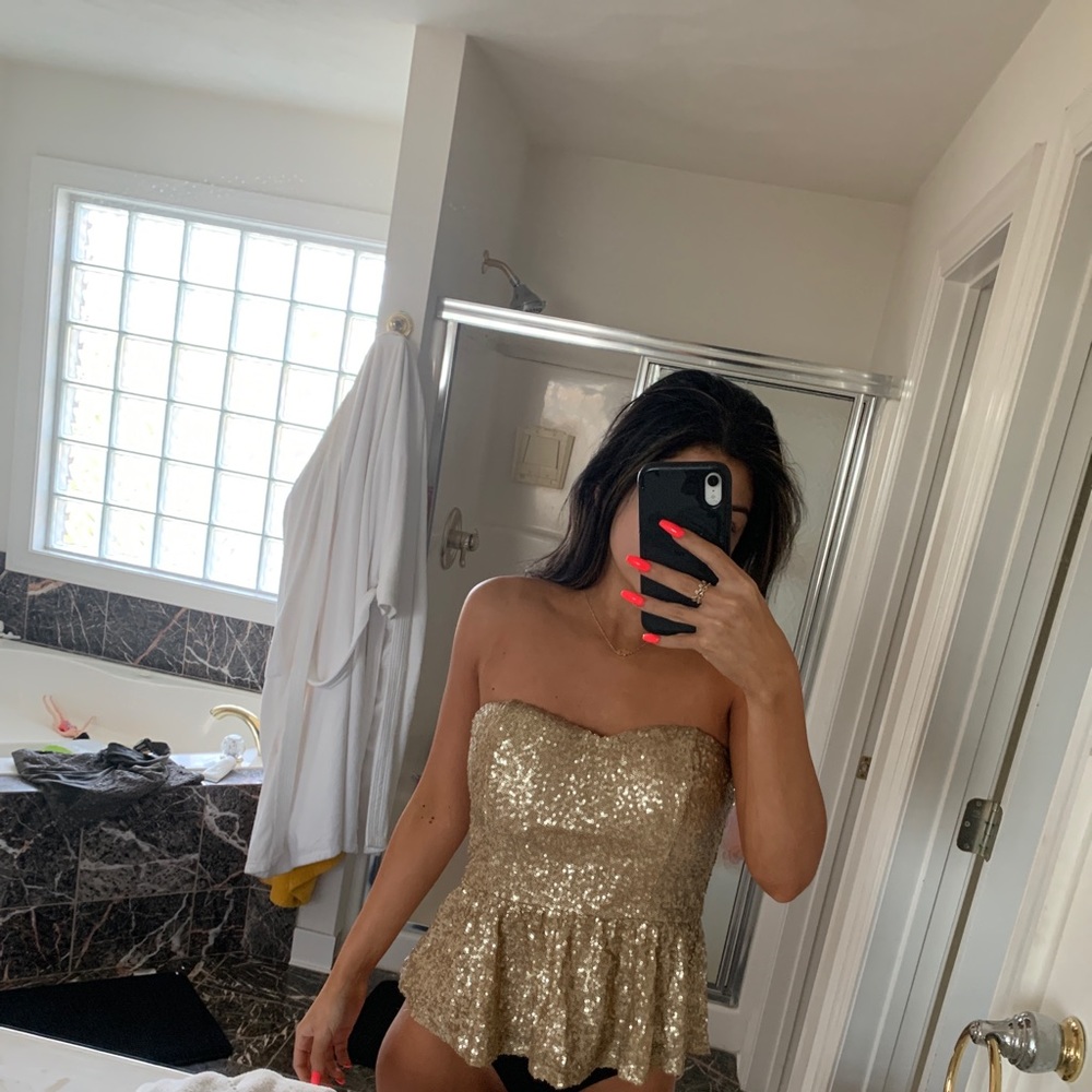 Forever 21 Gold Peplum Top
